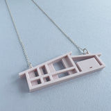 Offset Roof Blueprint House Necklace – Marshmallow or Navy