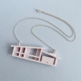 Offset Roof Blueprint House Necklace – Marshmallow or Navy