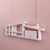 Offset Roof Blueprint House Necklace – Marshmallow or Navy