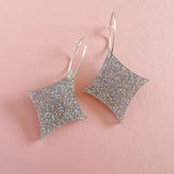 Starburst Earrings - Silver Holographic Glitter