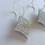 Starburst Earrings - Silver Holographic Glitter