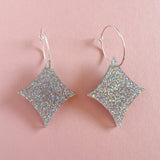 Starburst Earrings - Silver Holographic Glitter