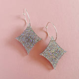 Starburst Earrings - Silver Holographic Glitter