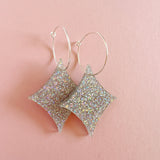 Starburst Earrings - Silver Holographic Glitter